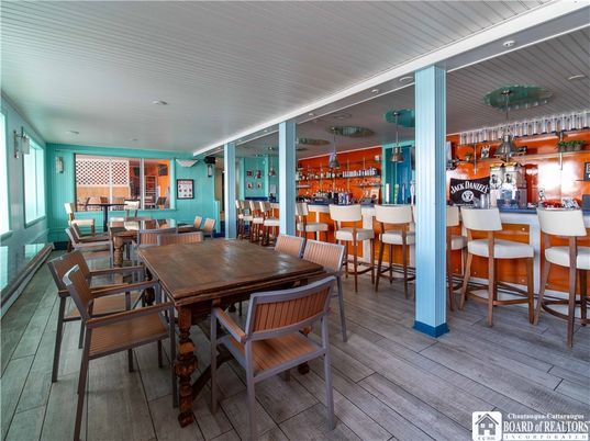 Dining room, Interior, Pendant Lights, Recessed Lighting, Wood Texture Flooring