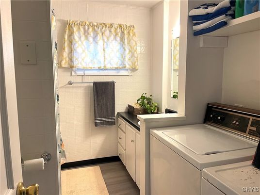 Interior, Washer, Wood Texture Flooring