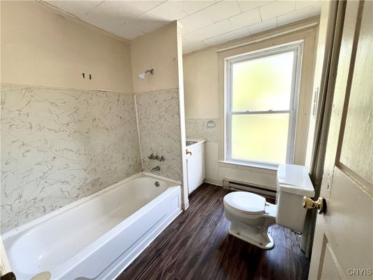 Bathroom, Interior, Marble Walls, Wood Texture Flooring