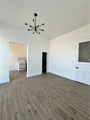 Empty room, Interior, Pendant Lights, Wood Texture Flooring