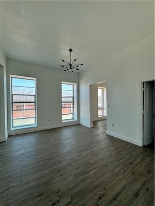 Empty room, Interior, Pendant Lights, Wood Texture Flooring