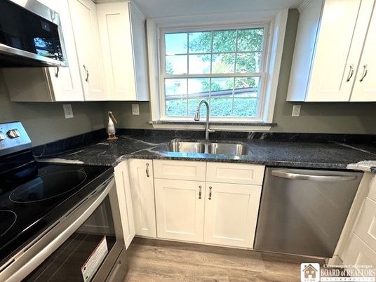 Interior, Kitchen, Stainless Steel Appliances, Wood Texture Flooring