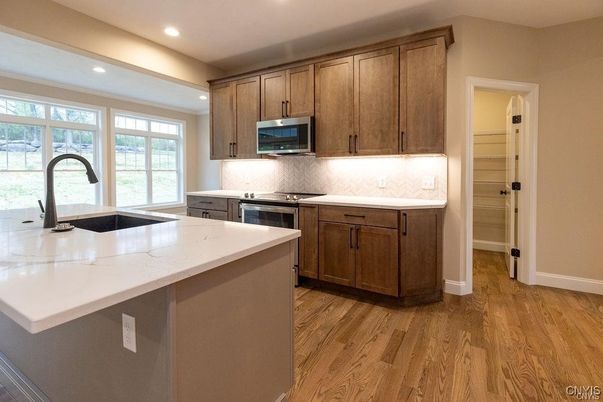 Interior, Kitchen, Recessed Lighting, Wood Texture Flooring