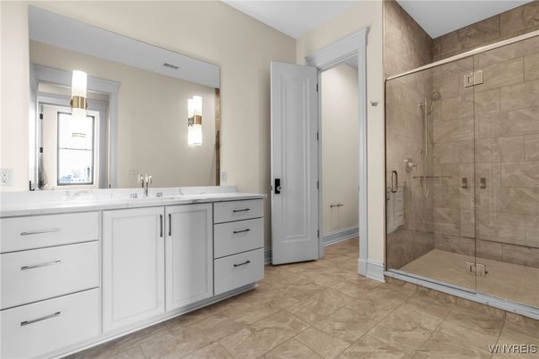 Bathroom, Dual Sink Vanities, Glass Shower, Interior