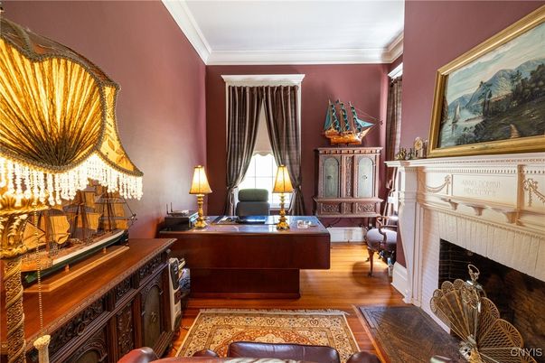 Fireplace, Home Office, Interior, Wood Texture Flooring