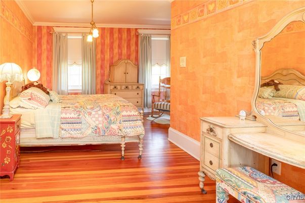 Bedroom, Interior, Pendant Lights, Wood Texture Flooring