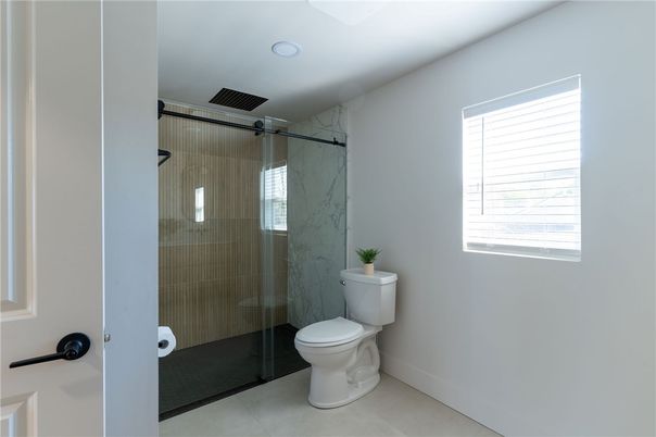 Bathroom, Glass Shower, Interior, Marble Walls, Recessed Lighting