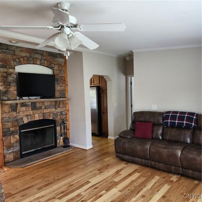 Fireplace, Interior, Stone Walls, Wood Texture Flooring