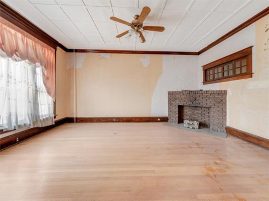 Empty room, Fireplace, Interior, Wood Texture Flooring