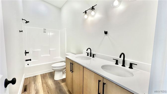 Bathroom, Dual Sink Vanities, Interior, Wood Texture Flooring
