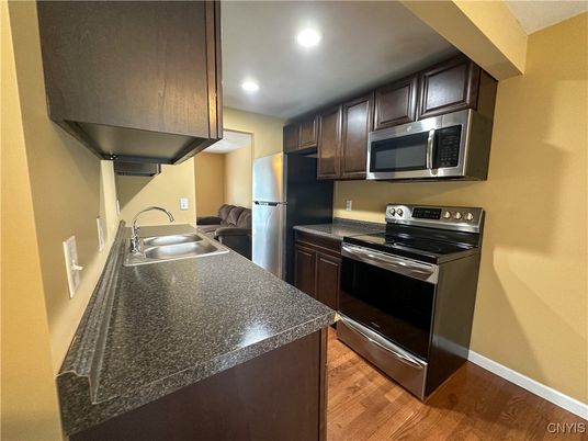 Interior, Kitchen, Recessed Lighting, Wood Texture Flooring