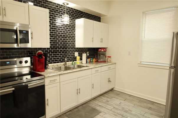 Interior, Kitchen, Stainless Steel Appliances, Wood Texture Flooring