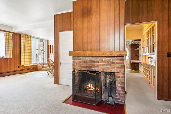 Empty room, Fireplace, Interior, Wooden Walls