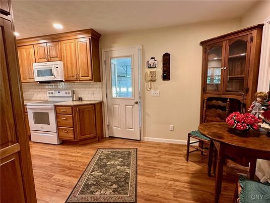Dining room, Interior, Kitchen, Recessed Lighting, Wood Texture Flooring