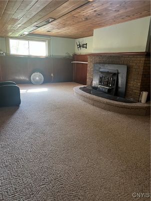 Empty room, Fireplace, Interior, Wooden Ceilings