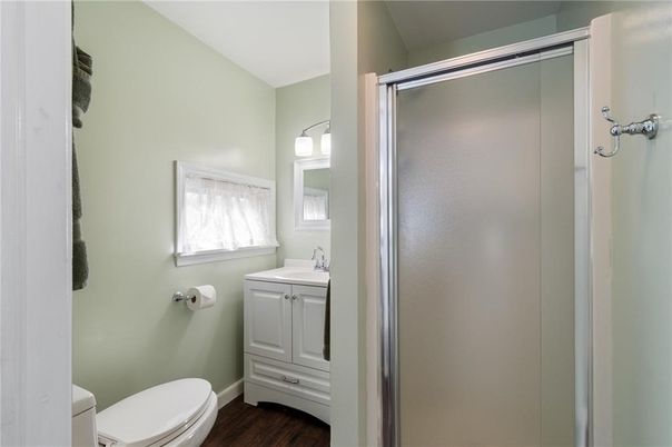 Bathroom, Glass Shower, Interior, Wood Texture Flooring