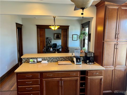 Interior, Kitchen, Pendant Lights, Wood Texture Flooring