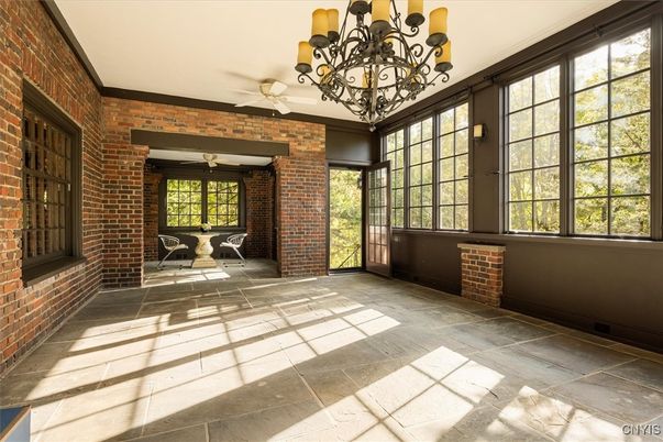 Chandelier, Empty room, Interior, Stone Walls