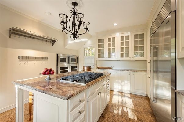 Chandelier, Interior, Kitchen, Recessed Lighting, Stainless Steel Appliances