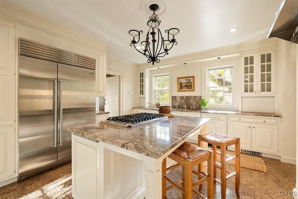 Chandelier, Interior, Kitchen, Recessed Lighting, Stainless Steel Appliances