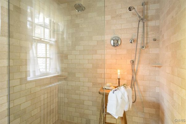 Bathroom, Glass Shower, Interior, Stone Walls