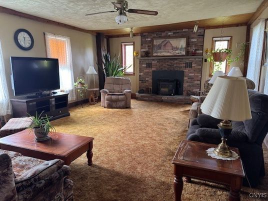 Fireplace, Interior, Living room, Stone Walls