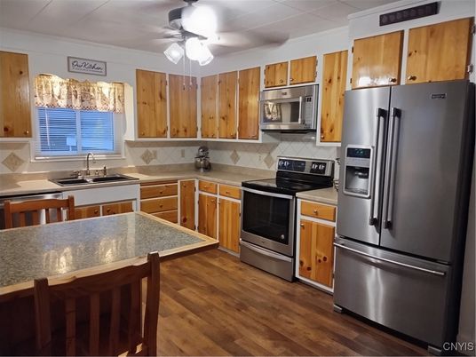 Interior, Kitchen, Stainless Steel Appliances, Wood Texture Flooring