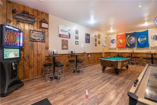 Billiard Table, Game Room, Interior, Recessed Lighting, Wood Texture Flooring, Wooden Walls