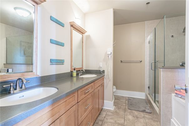 Bathroom, Dual Sink Vanities, Glass Shower, Interior