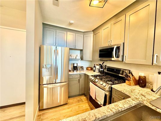 Interior, Kitchen, Stainless Steel Appliances, Wood Texture Flooring