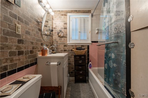 Bathroom, Glass Shower, Interior, Stone Walls