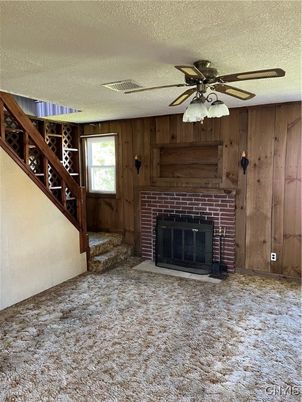 Empty room, Fireplace, Interior, Wooden Walls
