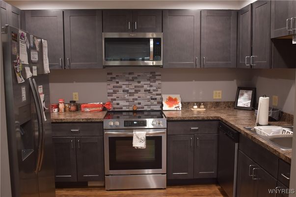 Interior, Kitchen, Stainless Steel Appliances, Wood Texture Flooring