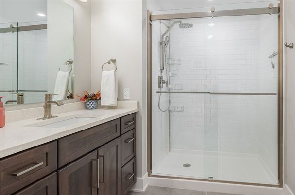 Bathroom, Glass Shower, Interior, Recessed Lighting