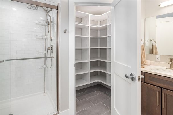Bathroom, Glass Shower, Interior, Recessed Lighting, Walk-in Closets