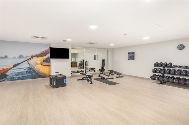 Fitness Equipment, Interior, Recessed Lighting, Wood Texture Flooring