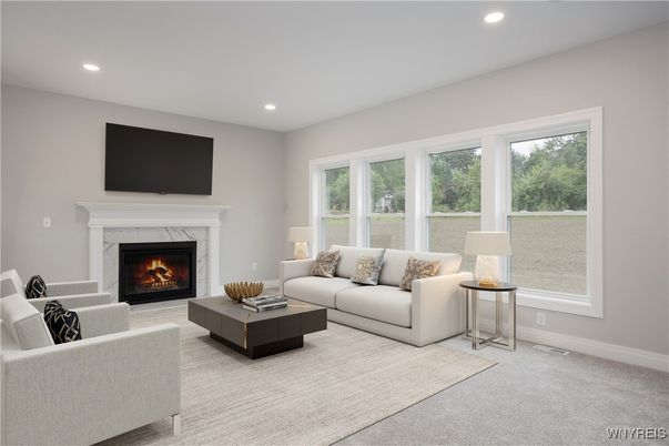 Fireplace, Interior, Living room, Recessed Lighting