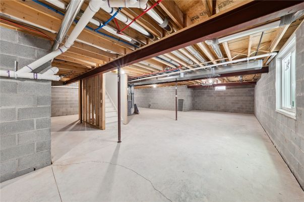 Garage, Interior, Stone Walls, Wooden Beams