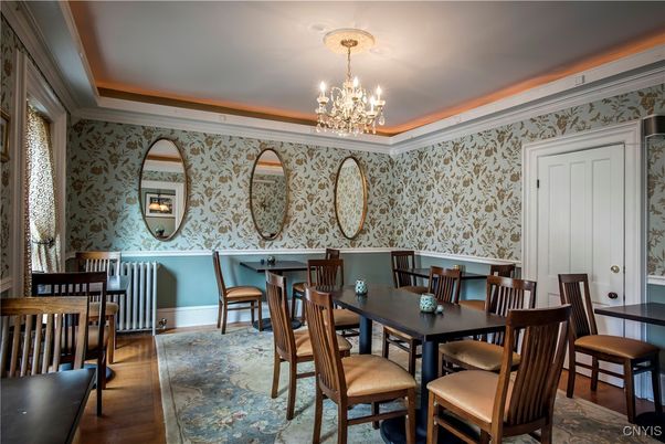 Chandelier, Dining room, Interior, Wood Texture Flooring