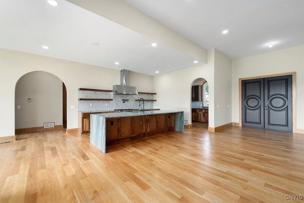Interior, Kitchen, Recessed Lighting, Wood Texture Flooring