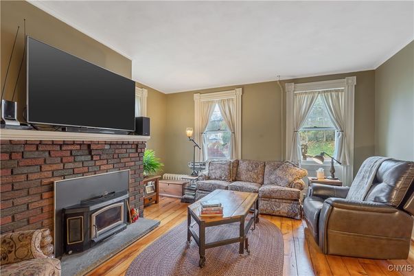 Fireplace, Interior, Living room, Stone Walls, Wood Texture Flooring