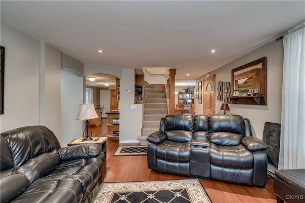 Interior, Living room, Recessed Lighting, Wood Texture Flooring