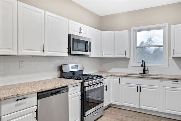 Interior, Kitchen, Stainless Steel Appliances, Wood Texture Flooring