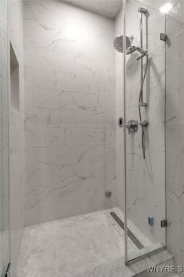 Bathroom, Glass Shower, Interior, Marble Walls