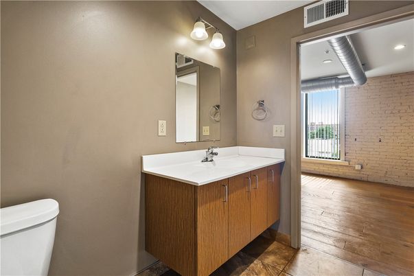 Bathroom, Interior, Recessed Lighting, Wood Texture Flooring