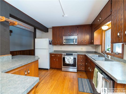 Interior, Kitchen, Stainless Steel Appliances, Wood Texture Flooring
