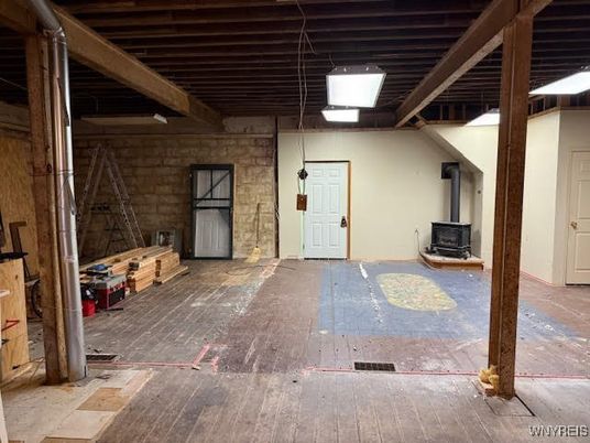 Interior, Stone Walls, Wooden Beams, Wood Texture Flooring
