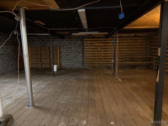 Interior, Stone Walls, Wood Texture Flooring
