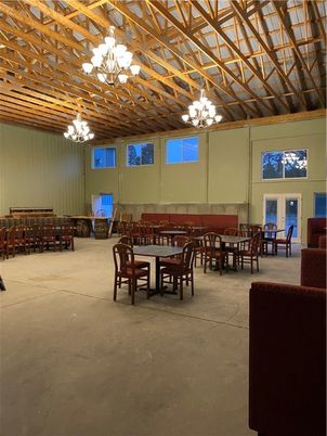 Chandelier, Dining room, Interior, Wooden Beams