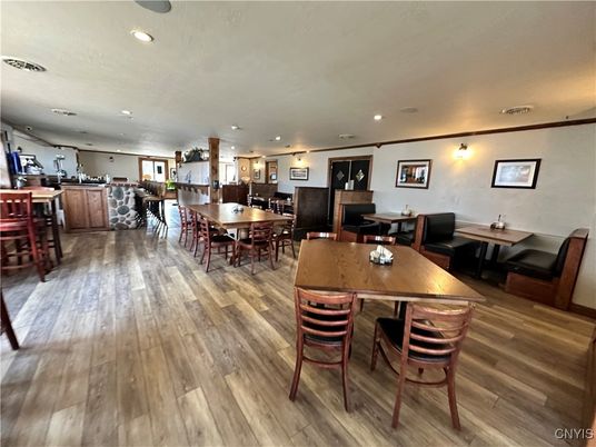 Dining room, Interior, Kitchen, Recessed Lighting, Wood Texture Flooring